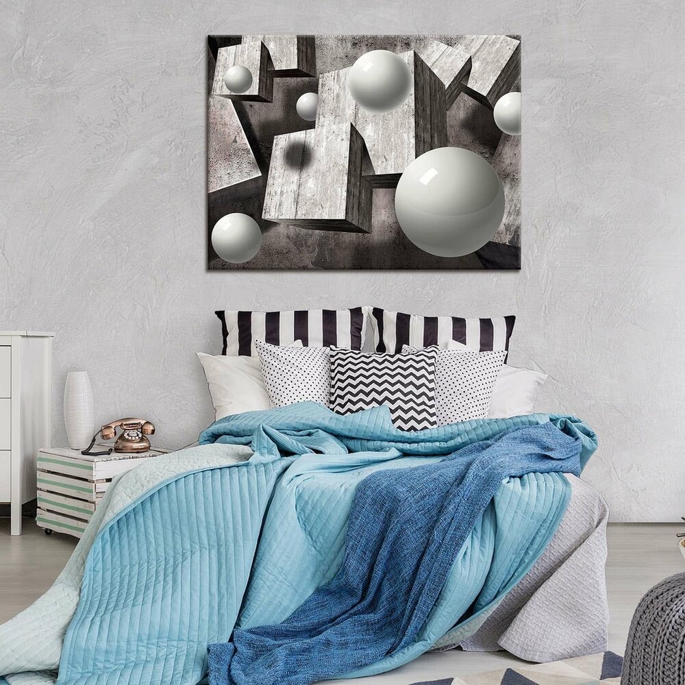 3D Gray Geometric Figures Canvas Schilderij PP10235O1