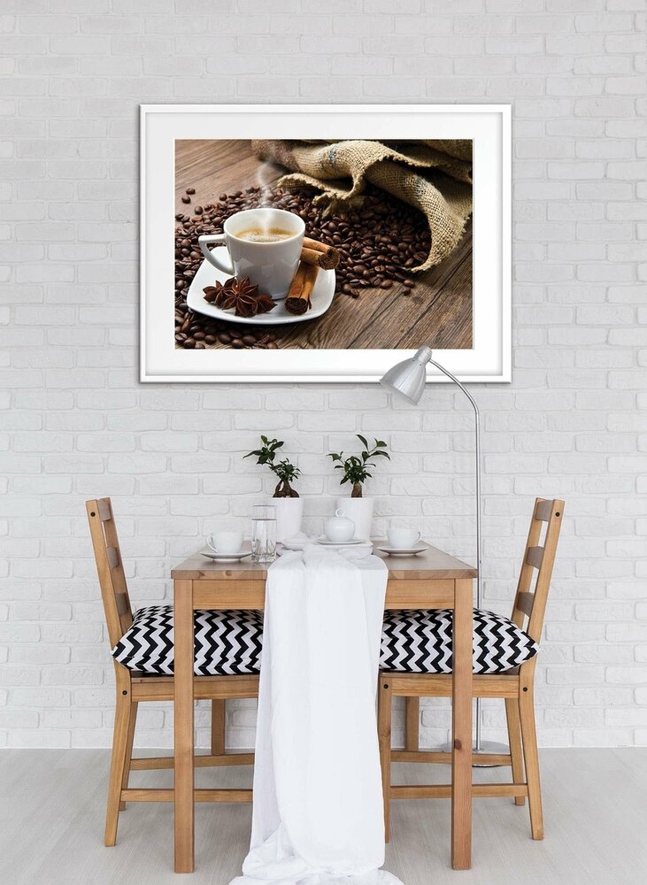 Coffee Beans and Cup Canvas Schilderij PP10918O1