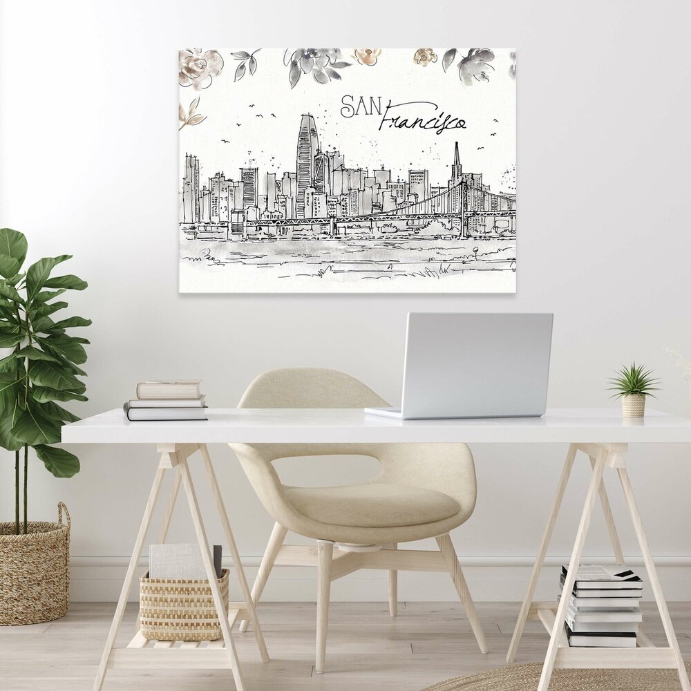 City San Francisco Drawing Art Canvas Schilderij PP14359O1