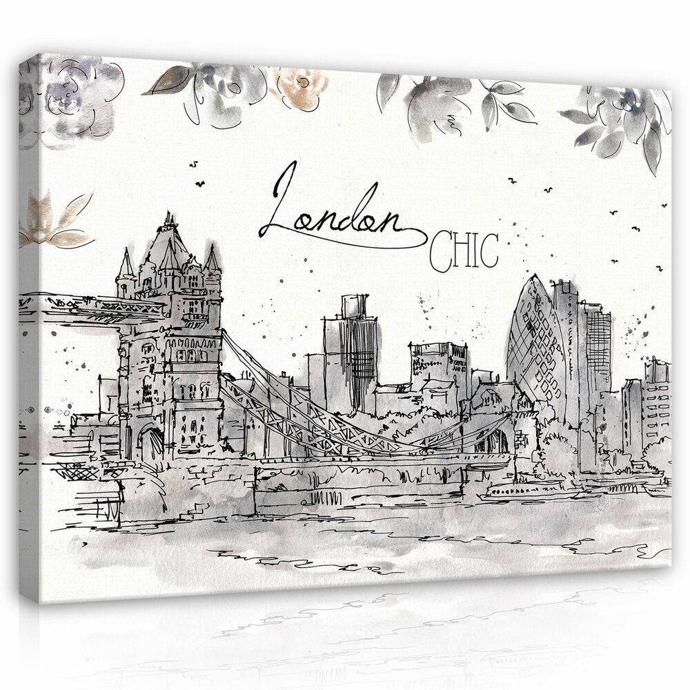 City of London Drawing Art Canvas Schilderij PP14358O1
