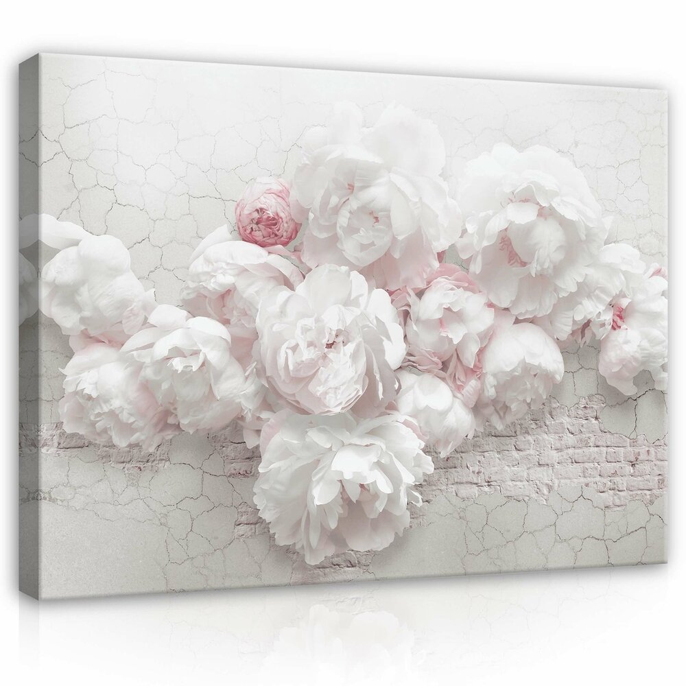 Nature Flowers White Peonies Bricks Canvas Schilderij PP14171O1