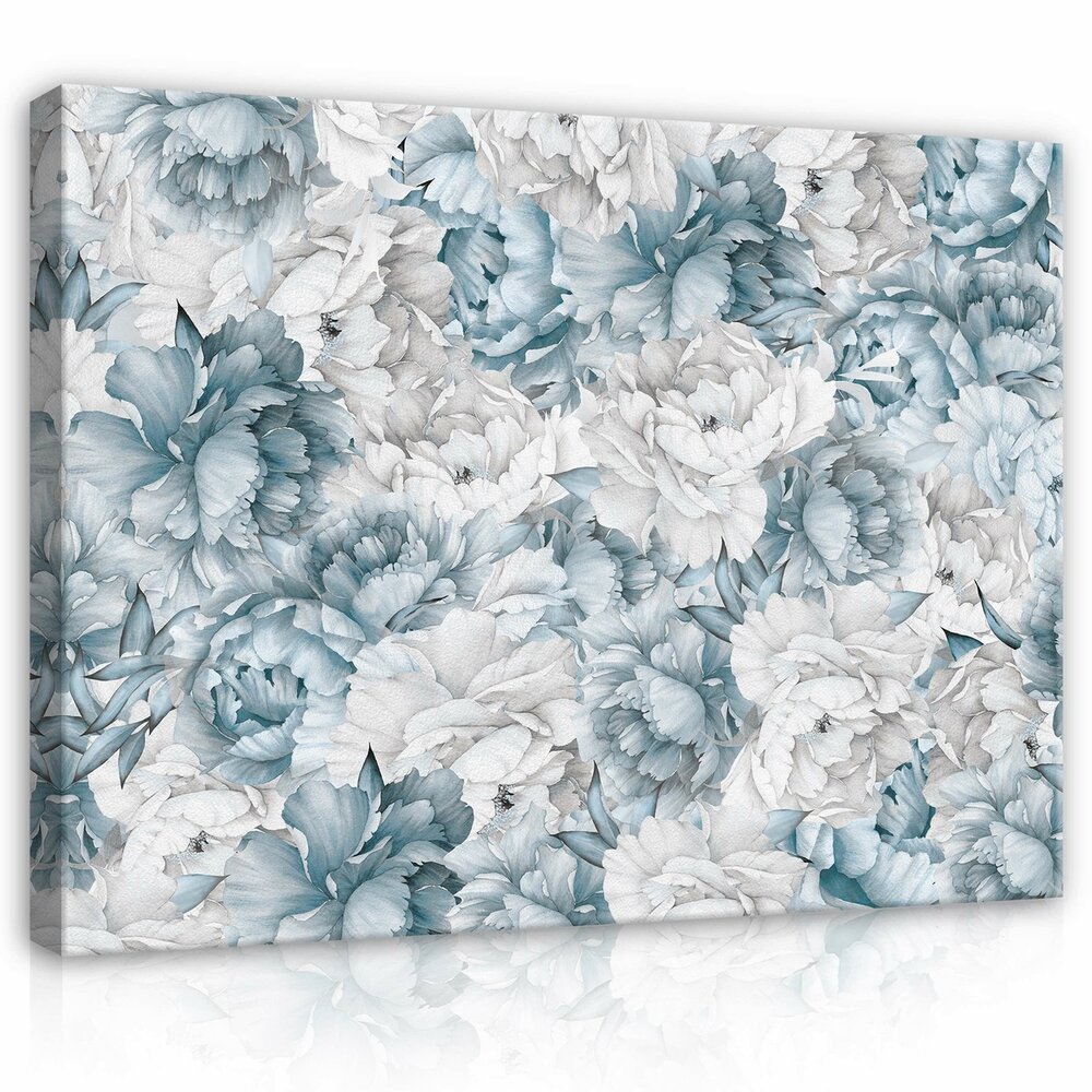 Nature Flowers Pastel Blue Peonies Canvas Schilderij PP14102O1