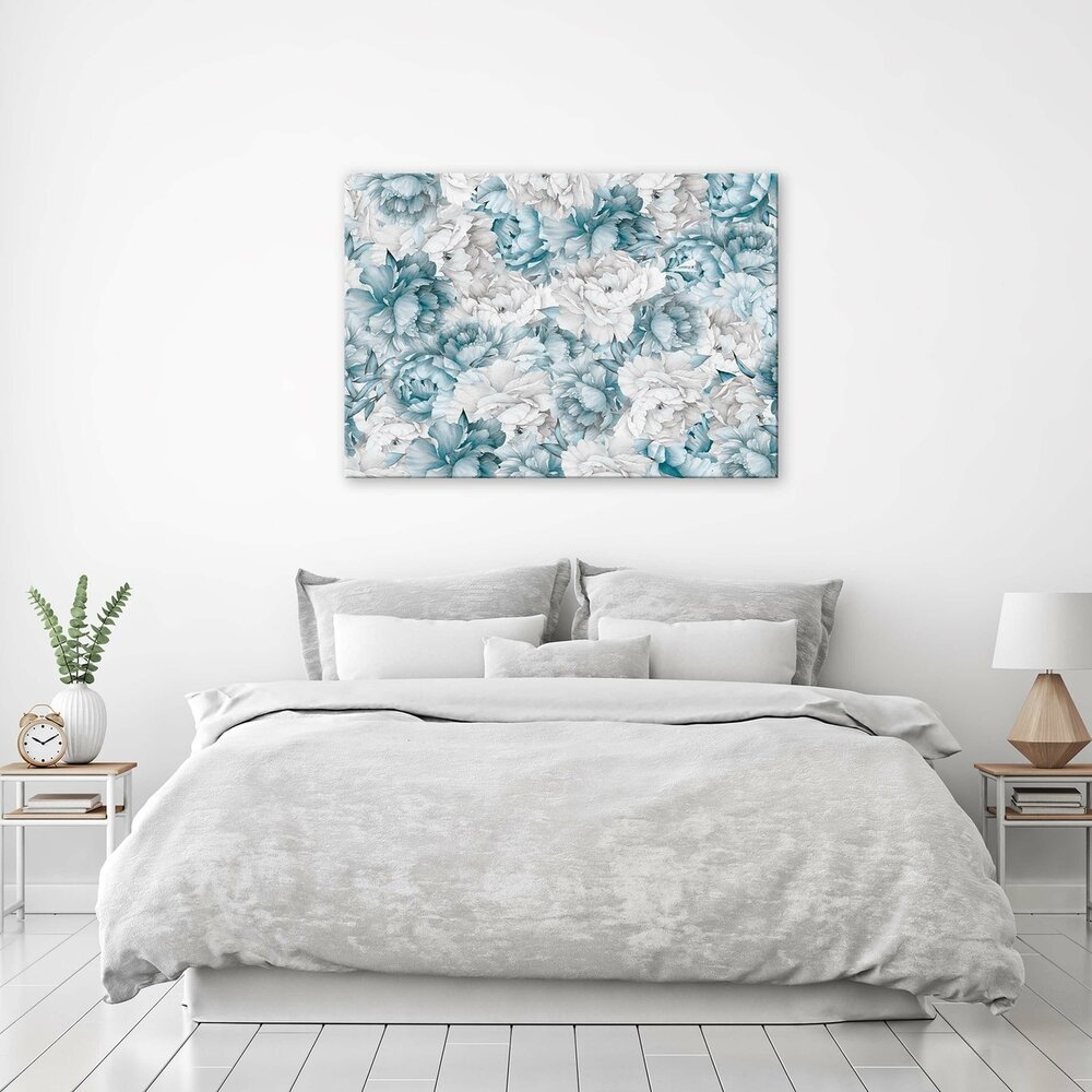 Nature Flowers Pastel Blue Peonies Canvas Schilderij PP14102O1
