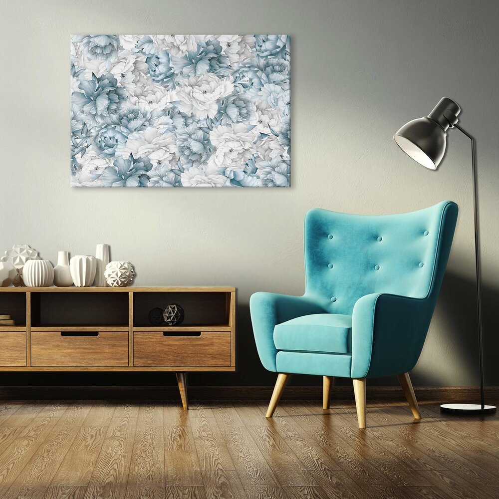 Nature Flowers Pastel Blue Peonies Canvas Schilderij PP14102O1