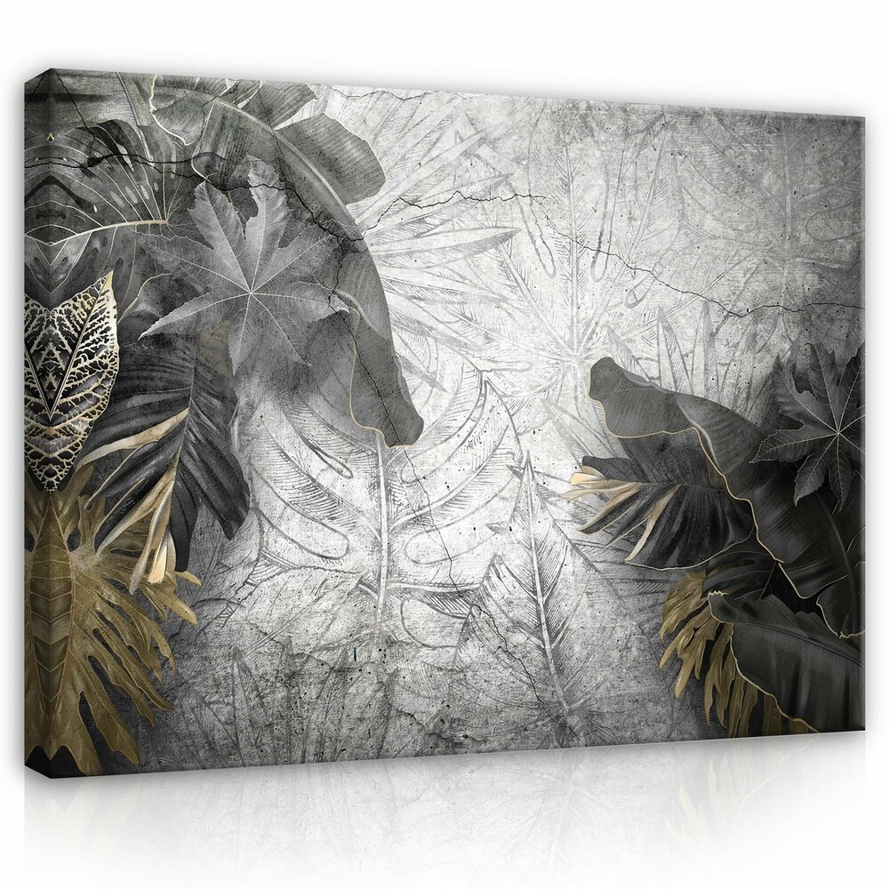 Structure leaves concrete wall Canvas Schilderij PP14516O1