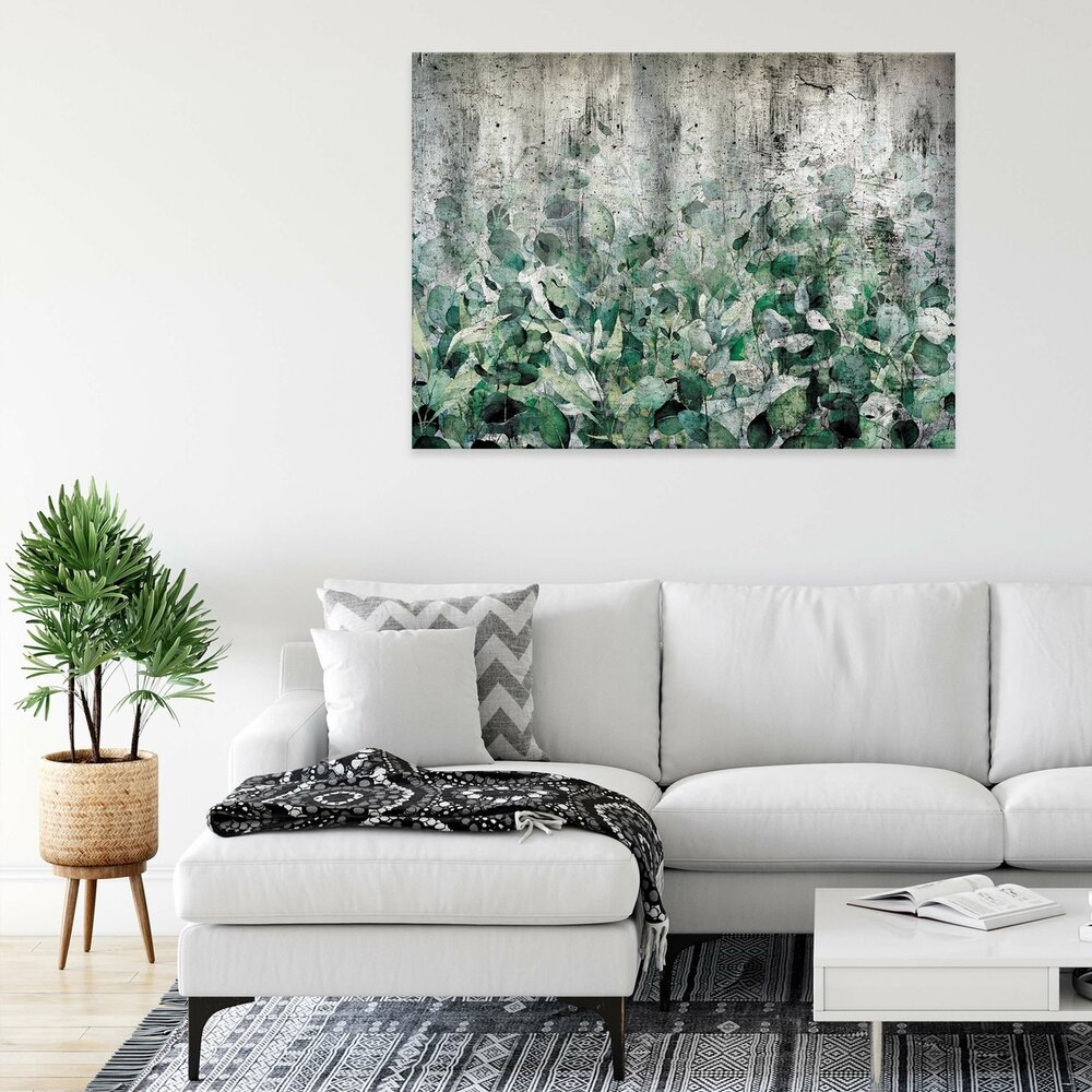 Structure concrete leaves wall Canvas Schilderij PP14515O1