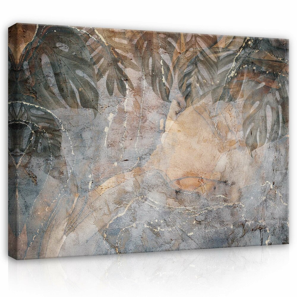Structure monster leaves concrete Canvas Schilderij PP14513O1