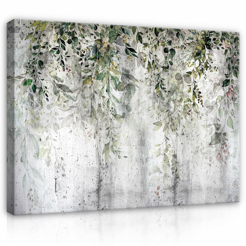 Structure concrete leaves wall Canvas Schilderij PP14511O1