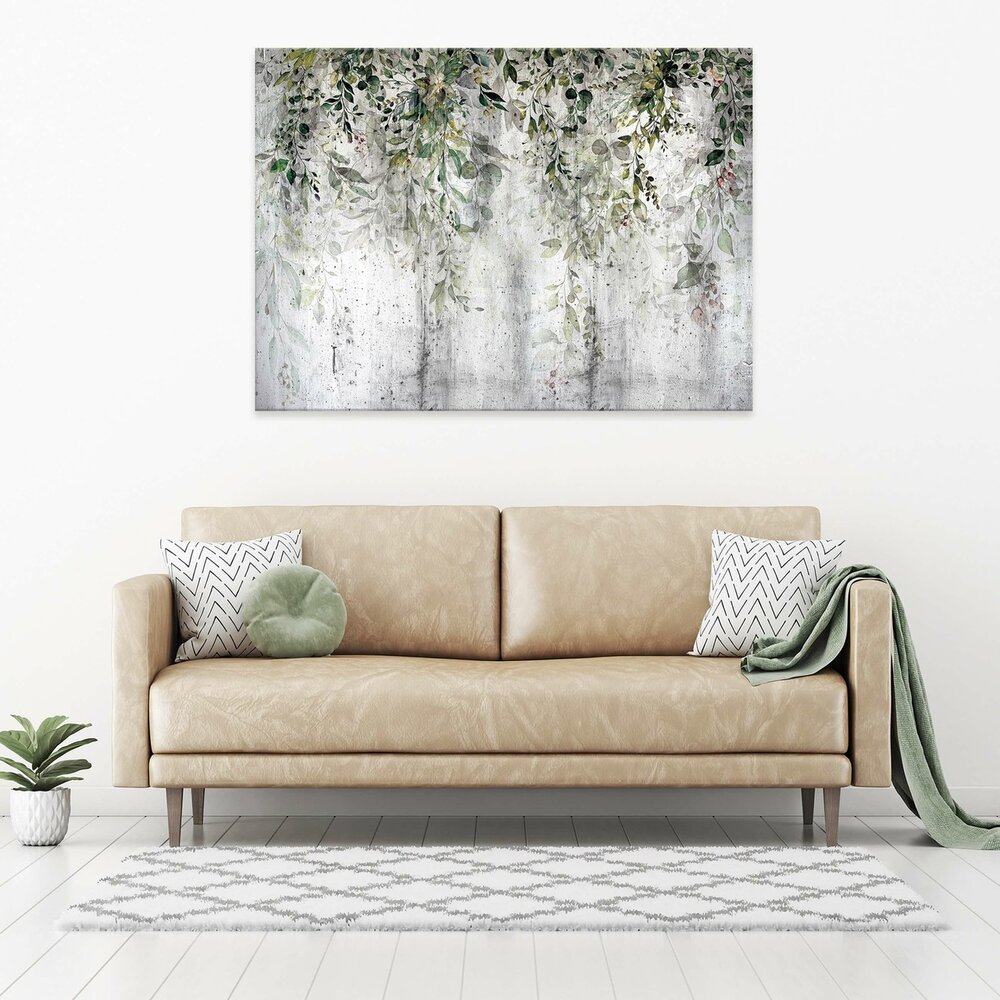 Structure concrete leaves wall Canvas Schilderij PP14511O1