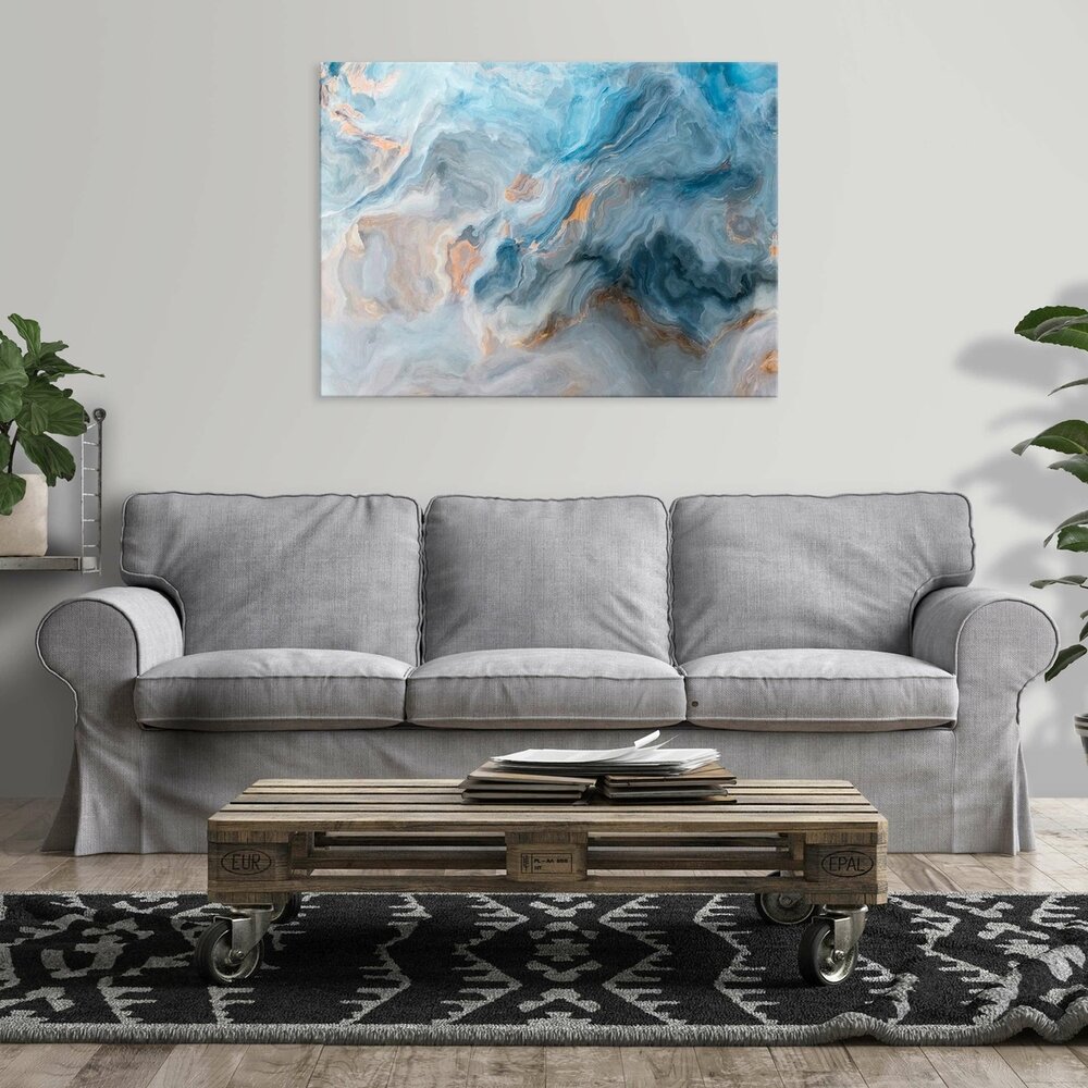 Blue Marble Imitation Canvas Schilderij PP14016O1