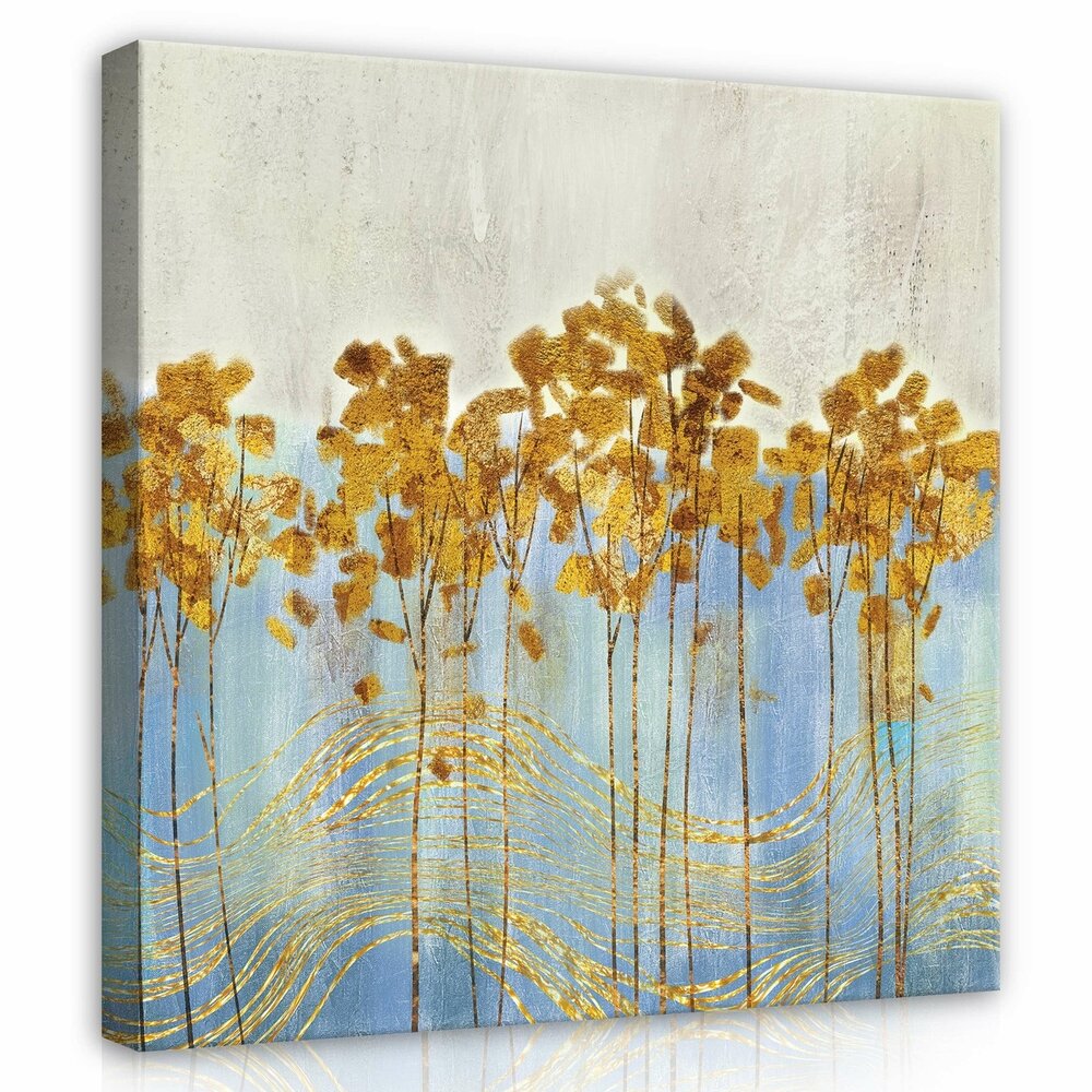 Art Nature Golden Leaves Ornaments Canvas Schilderij PP14109O2