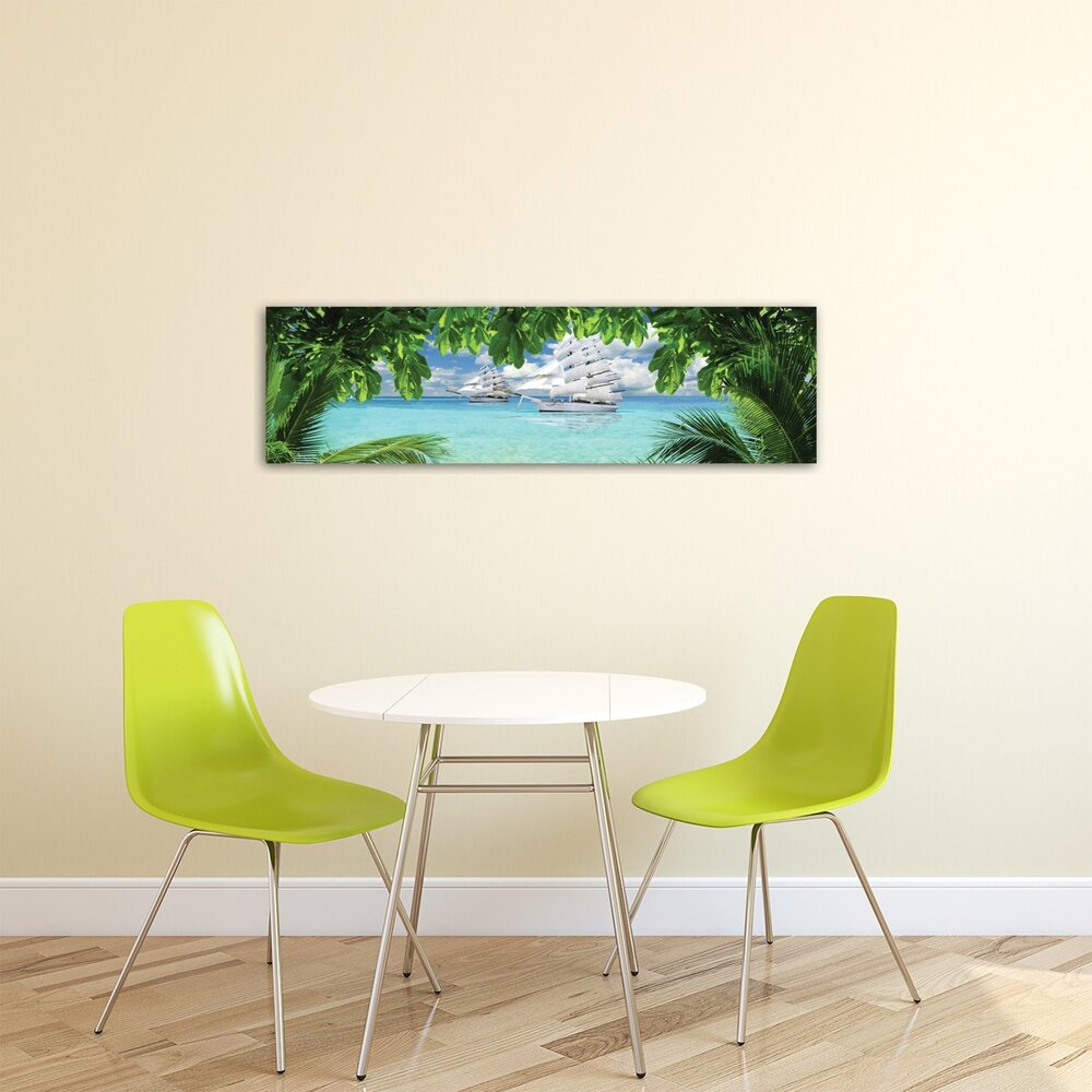 Ship on the Turquoise Ocean Canvas Schilderij PP20064O3