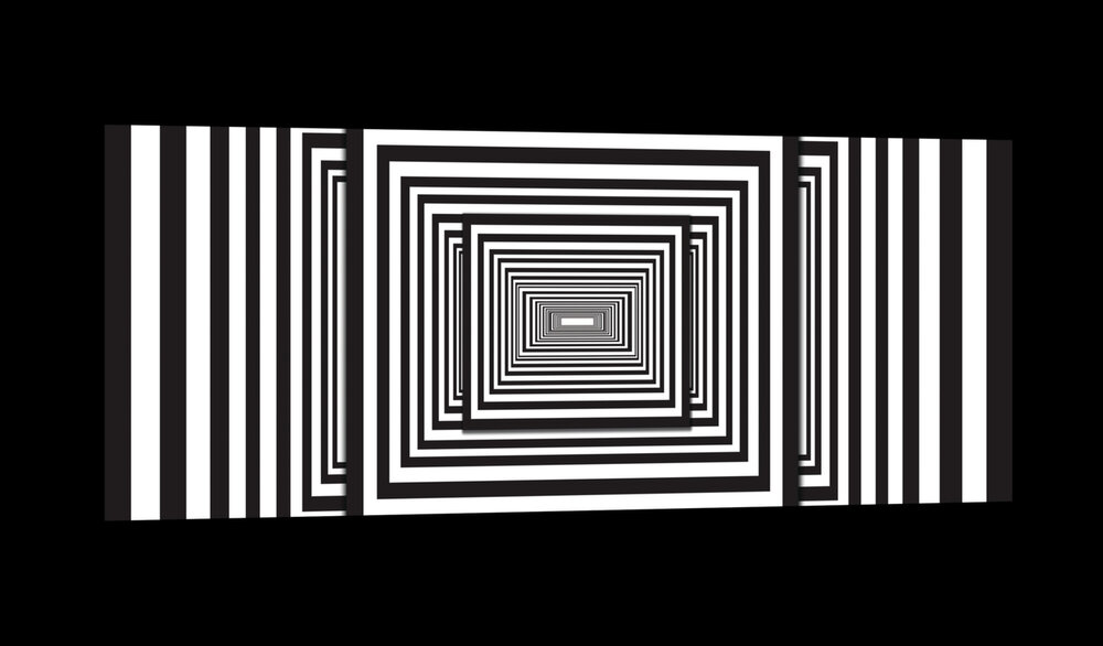 White and Black 3D Tunnel Canvas Schilderij PP20190O3