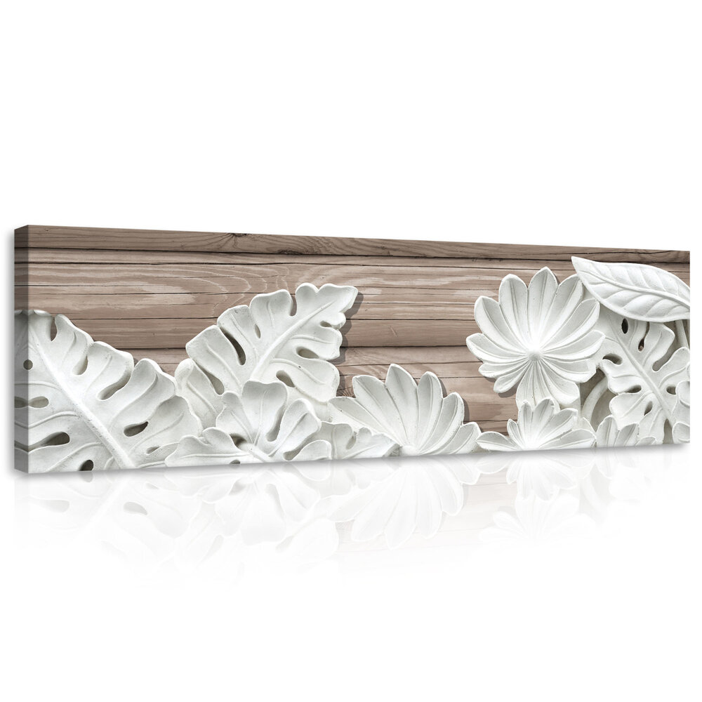 Alabaster Flowers on Wooden Planks Canvas Schilderij PP10136O3