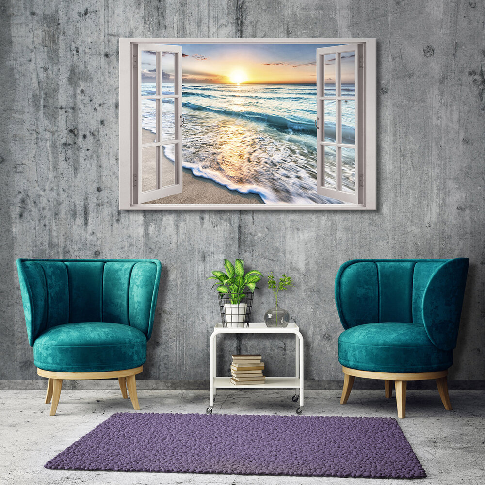 Window - Beach Canvas Schilderij PP14052O20