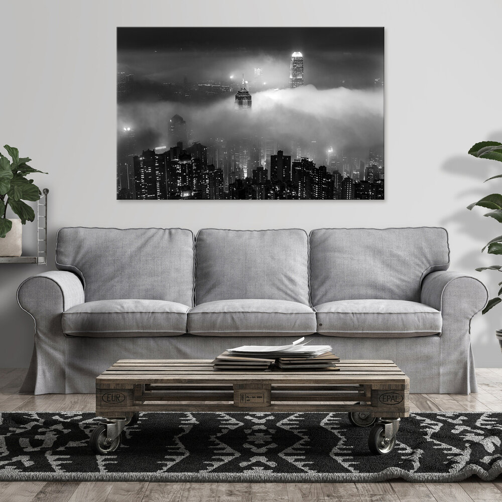 Architecture city skyscrapers night Canvas Schilderij PP14612O20