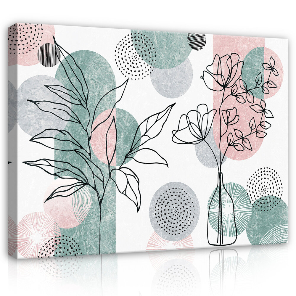 Line art flowers geometry Canvas Schilderij PP14525O20
