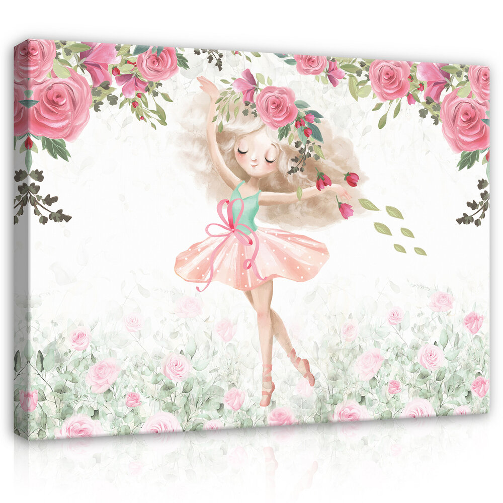 For kids ballerina flowers painting Canvas Schilderij PP14418O20