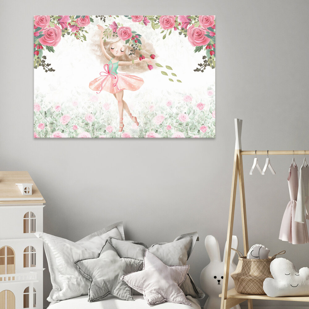 For kids ballerina flowers painting Canvas Schilderij PP14418O20