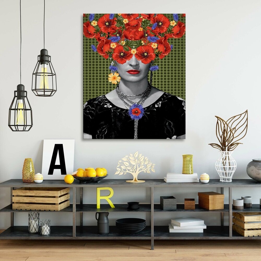 Art Frida Kahlo Flowers Kitschy Pop Art Canvas Schilderij PP14118O1