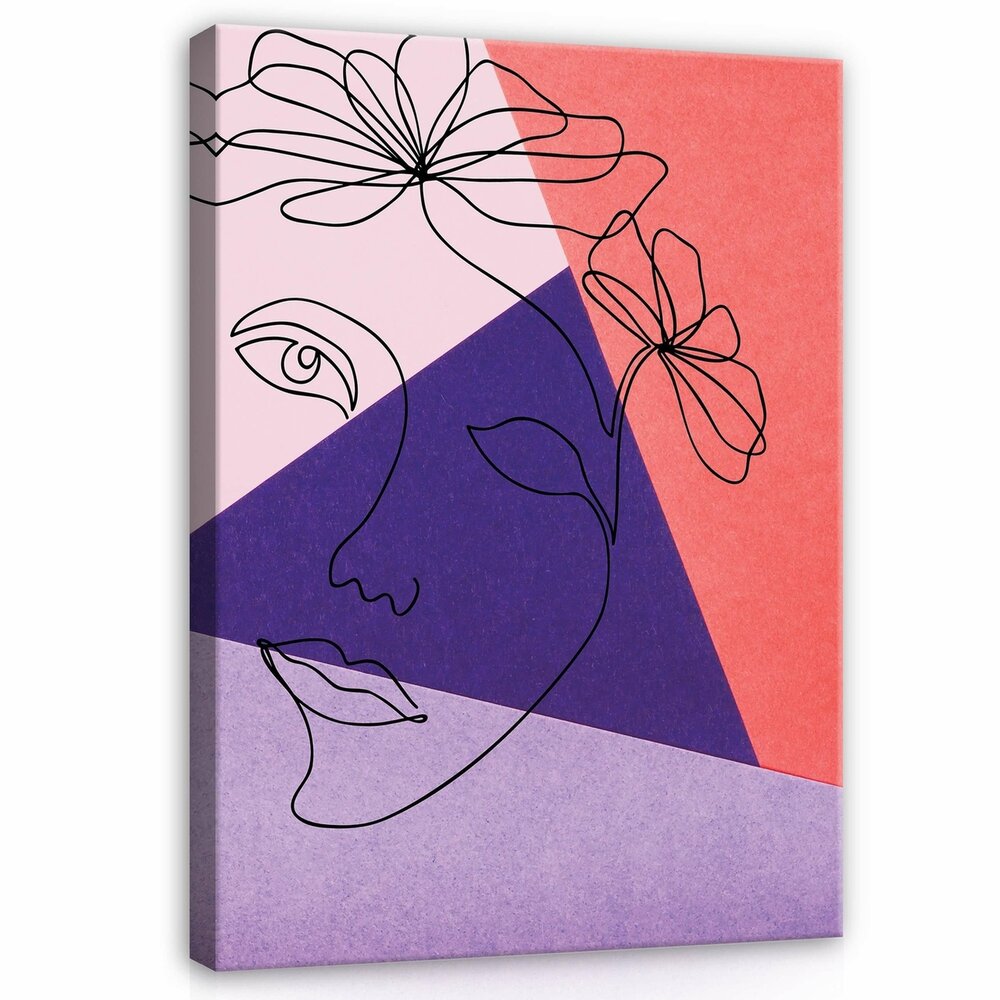 Line Art Woman Face Canvas Schilderij PP14063O1