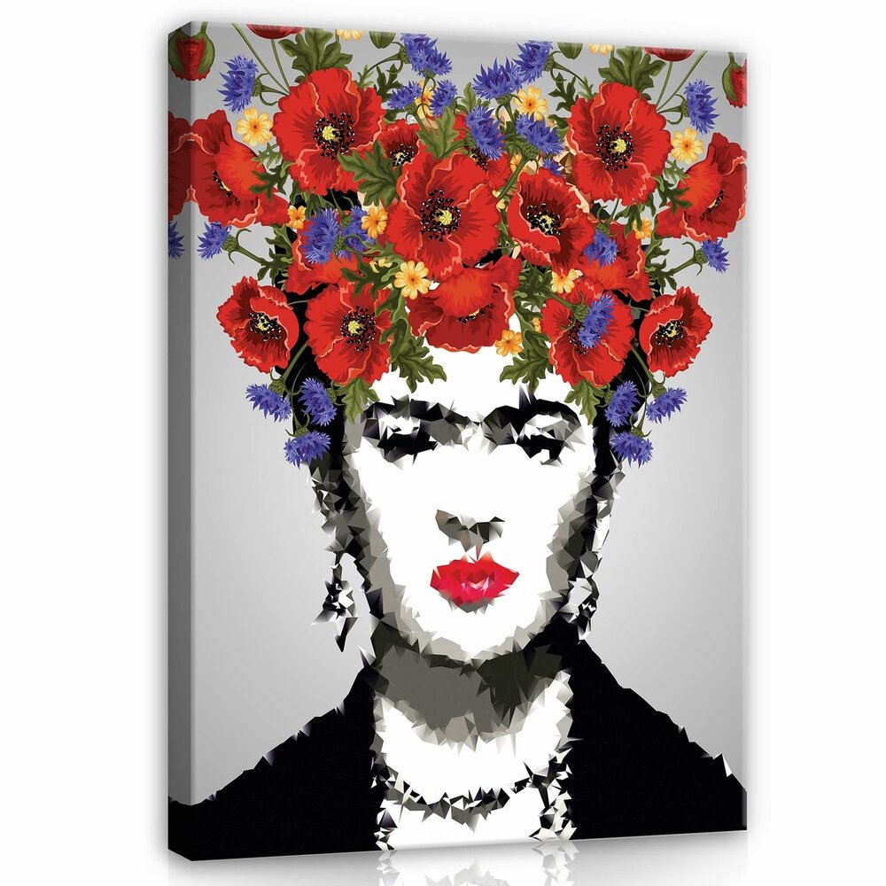 Art Frida Kahlo Flowers Woman Portrait Canvas Schilderij PP14117O1
