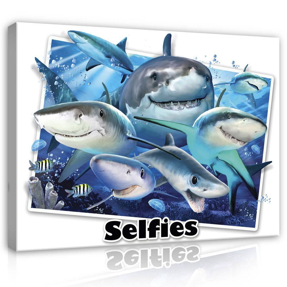 Sharks- Selfies Canvas Schilderij PP12814O1