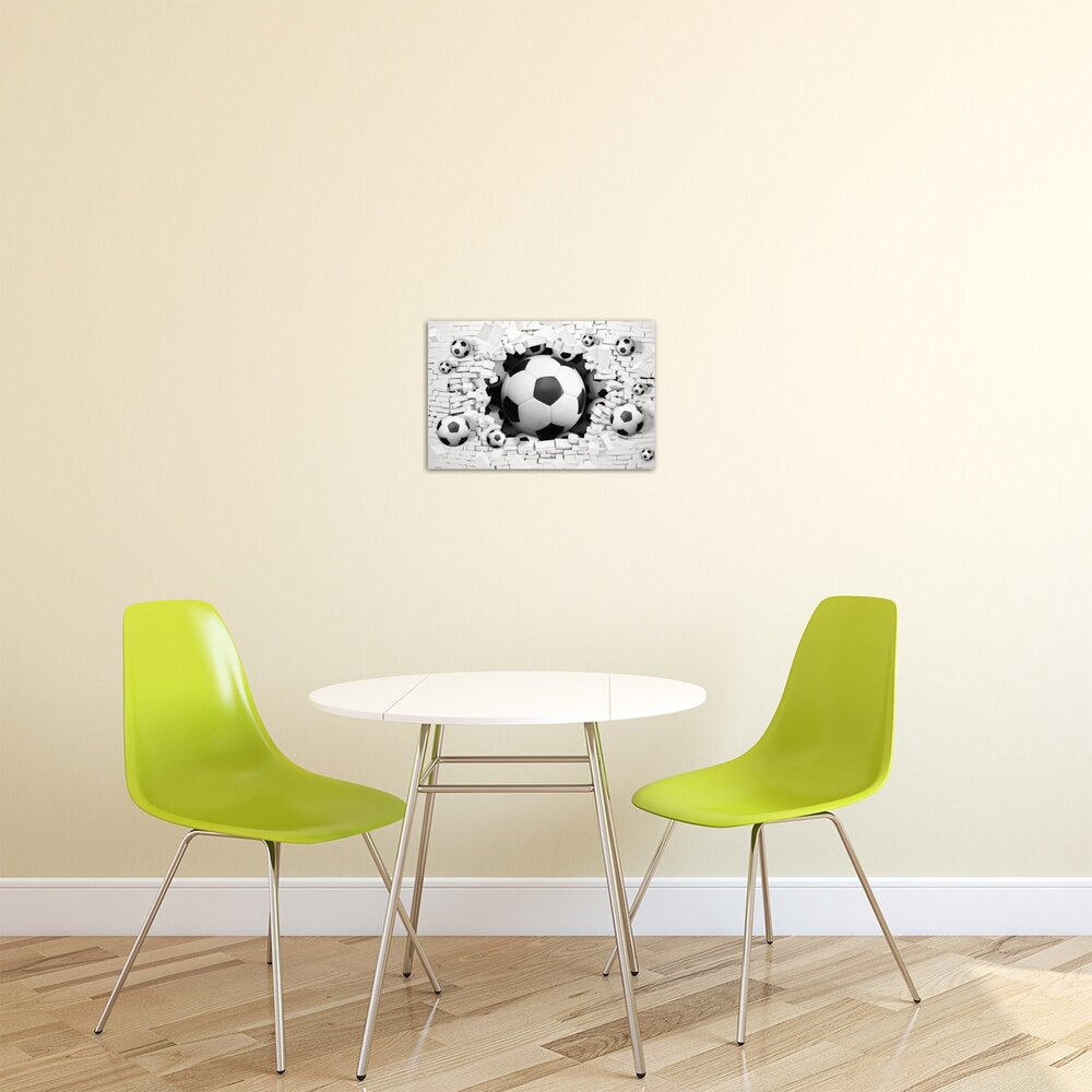 3D Footballs in Brickwall Canvas Schilderij PP20107O4