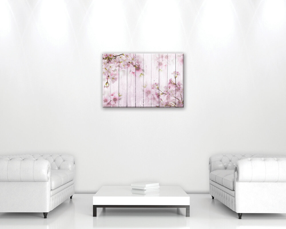Cherry flowers on the boards Canvas Schilderij PP11468O4