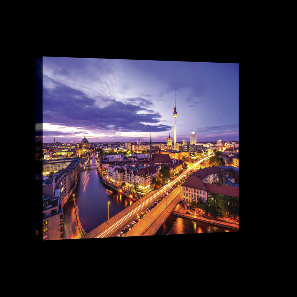 Berlin Panorama at Night Canvas Schilderij PP20084O4