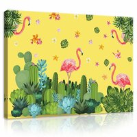 Flamingos with cacti Canvas Schilderij PP11065O1