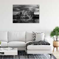 Creeping Jaguar in Black and White Canvas Schilderij PP171O1