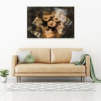 Golden flowers an a wall Canvas Schilderij PP13687O1