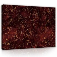 Golden flowers and leafs Canvas Schilderij PP13651O1