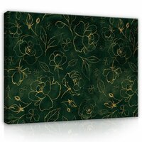 Golden flowers and leafs Canvas Schilderij PP13650O1