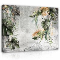 Structure concrete leaves wall Canvas Schilderij PP14510O1