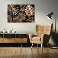 Nature Leaves Black and Gold Glamour Canvas Schilderij PP14107O20
