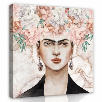 Art Frida Kahlo Pink Peonies Canvas Schilderij PP14111O2