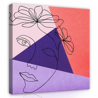 Line Art Woman Face Canvas Schilderij PP14063O2