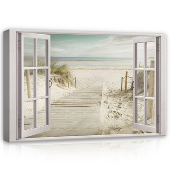Window - Beach Canvas Schilderij PP14048O20