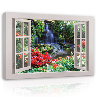 View window 3D jungle Canvas Schilderij PP14459O20