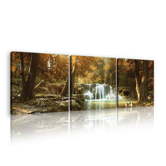 Waterfall in the Autumn Forest Canvas Schilderij PS10470S13