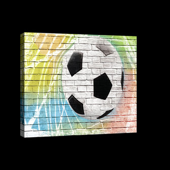 Graffiti - Football on Brickwall Canvas Schilderij PP20115O4