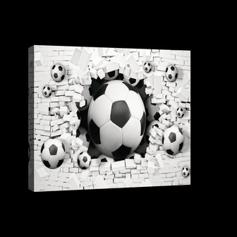 3D Footballs in Brickwall Canvas Schilderij PP20107O4