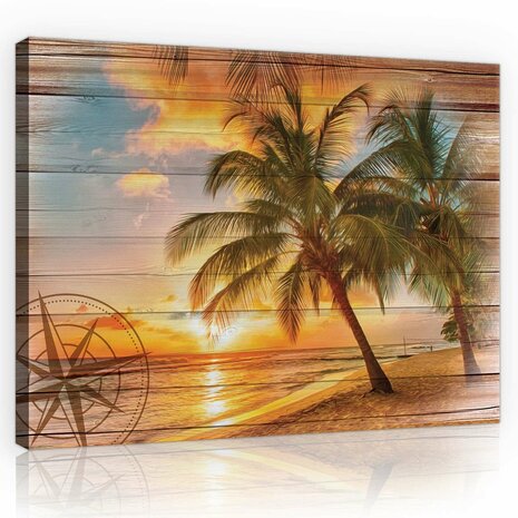 Beach on the boards Canvas Schilderij PP10027O1