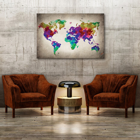 Multicolour World Map Canvas Schilderij PP10009O20