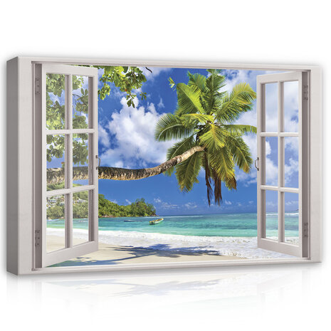 Window - Tropical Beach Canvas Schilderij PP14053O20