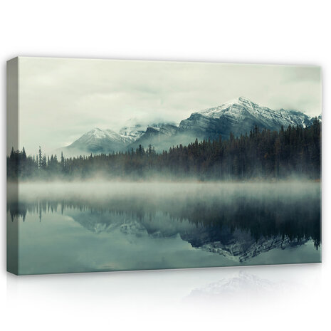 Nature Mountains Forest in Fog Canvas Schilderij PP14099O20