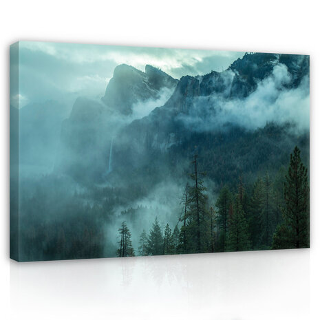 Landscape mountain forest fog Canvas Schilderij PP14587O20