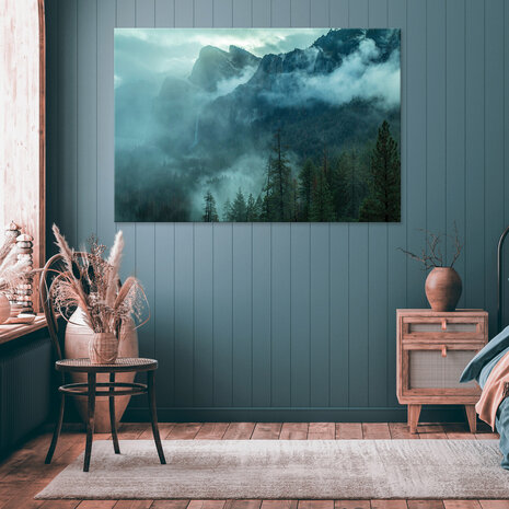 Landscape mountain forest fog Canvas Schilderij PP14587O20